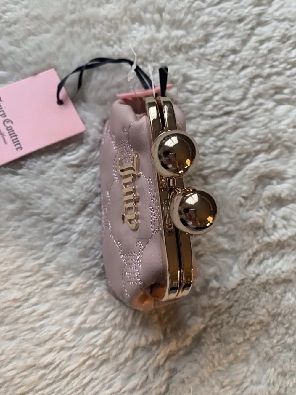 Juicy Couture‎ Flawless Kisslock Coin Purse W/Chain Strap Dusty Blush NEW